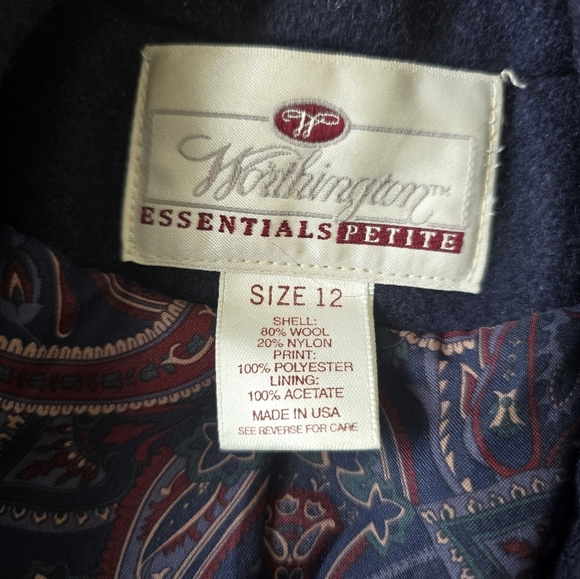 Vintage Worthington Essentials Petite trench coat wool size 12 petite with scarf - Picture 9 of 9